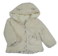 Smetanový huňatý podšitý kabátek s kapucňou Nutmeg