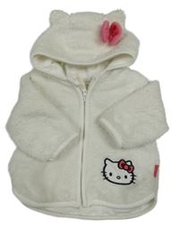 Biela plyšová prepínaci mikina s Hello kitty a kapucňou s mašlou H&M