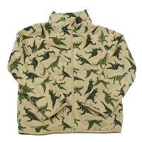 Béžová fleecová propínací mikina s dinosaury H&M
