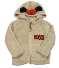 Béžová chlupatá propínací mikina s kapucí - Minnie Disney