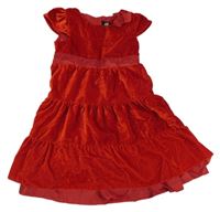 Červené zamatové šaty H&M