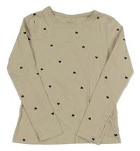Béžové tričko so srdiečkami H&M