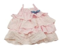 Svetloružová vrstvená tunika s madeirou a mašlou Shein