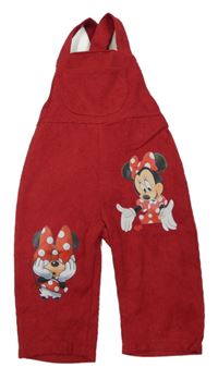 Červené laclové lehké manšestráky s Minnie 