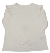 Smotanové tričko s volánikmi H&M