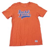 Oranžové tričko s nápisem Jack & Jones