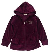 Purpurová zamatová prepínaci mikina s nápisom a kapucňou Infinity