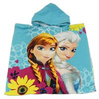 Tyrkysové froté osuškové pončo s Frozen a kapucňou Disney