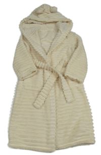 Smotanový chlpatý rebrovaný župan s kapucňou Mothercare