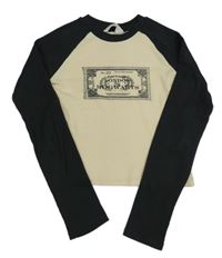Béžovo-tmavošedé žebrované crop triko s potiskem Harry Potter H&M