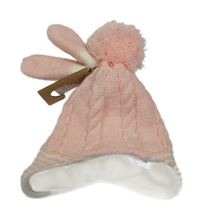 Nové - Světlerůžová pletená podšitá ušanka + rukavice Nutmeg