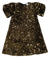 Černé sametové šaty se zlatými flitry Zara