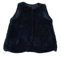 Tmavomodrá kožušinová podšitá vesta Mala Moda