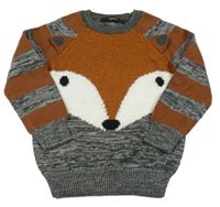 Šedo-hnědý svetr s liškou George 