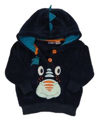 Tmavomodrá chlpatá mikina s dinosaurom Lupilu