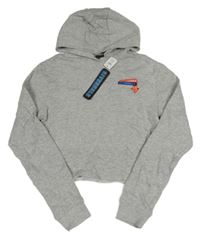 Nové - Šedá melírovaná crop mikina s potiskem a kapucí M&Co.