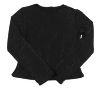 Černé třpytivé crop triko 