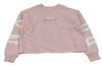 Svetloružová crop mikina s nápisom River Island