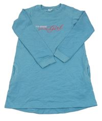 Modré teplákové na traké šaty s nápisom Alive