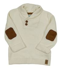 Bílý svetr s náloketníky a límcem Obaibi