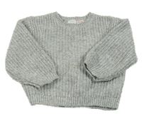 Sivo-strieborný pletený oversize sveter Zara