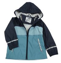 Tmavomodro-modro-svetlomodrá nepromokavá bunda s kapucňou Lupilu