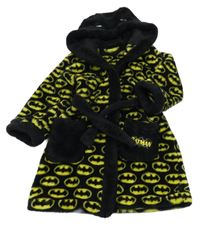 Černo-žlutý chlupatý župan s kapucí a páskem - Batman George 