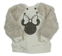 Smetanovo-béžová mikina s Minnií a chlpatymi rukávy