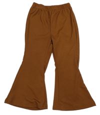 Hnedé rebrované flare nohavice Shein