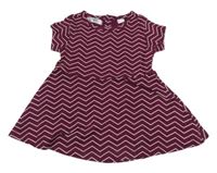 Vínové vzorované bavlnené šaty Bonprix