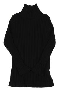 Čierne rebrované tričko s rolákom C&A