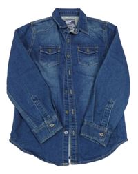 Tmavomodrá rifľová košeľová bunda Rebel