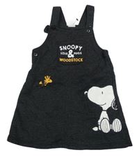 Tmavošedé teplákové šaty se Snoopym 