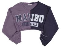 Lilkovo-fialová crop mikina s nápisom Matalan