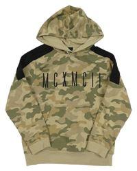 Béžovo-army mikina s nápisem a kapucí New Look