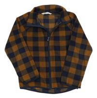 Béžovo-tmavomodrá kockovaná fleecová prepínaci mikina H&M