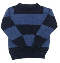 Tmavomodro-modrý pruhovaný rebrovaný sveter INFINITY KIDS