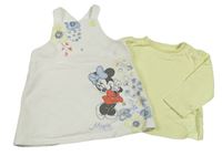 2Set - Smotanové teplákové šaty s Minnie + citronové tričko Disney
