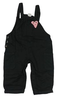 Černé cargo laclové kalhoty riflového vzhledu s 3D srdiečkom zn. Next