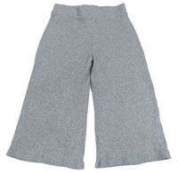 Sivé melírované rebrované úpletové široké culottes nohavice Tu