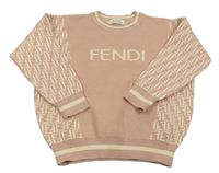 Starorůžový oversize svetr s logem a vzorem Fendi