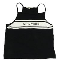 Čierno-biely crop top s nápisom H&M