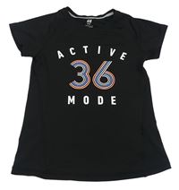 Čierne športové tričko s číslom a nápismi H&M