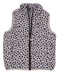 Lila-čierna vzorovaná prešívaná šušťáková funkčná zateplená vesta so srdiečkami MOUNTAIN WAREHOUSE