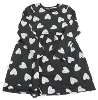 Tmavosivé šaty s bielými srdiečkami M&S