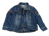 Tmavomodrá rifľová bunda s Tigrom a golierikom KOTON KIDS