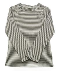 Bílo-černo-zlaté pruhované žebrované triko Next