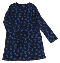 Tmavomodré teplákové šaty s modrými srdíčky Tchibo