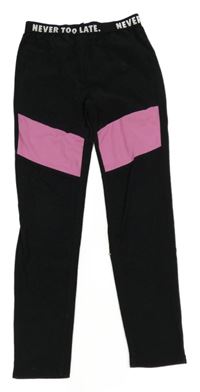 Čierno-ružové legíny s nápismi SHEIN