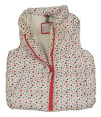 Bílá prošívaná šusťáková zateplená vesta se srdíčky ORCHESTRA